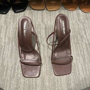 Brown Strappy Block Heel